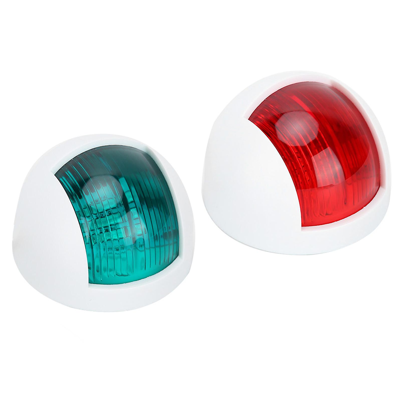 Pair Of Rounded Waterproof Sidelight Signal Lamp Red + Green Led Navigation Warning Light 12v