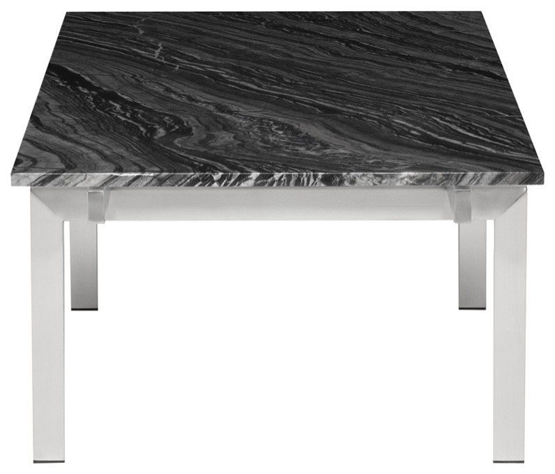 Cinzia Coffee Table Black Wood Vein Marble Top Brushed Stainless   Modern   Coffee Tables   by V.S.D Furniture  Houzz