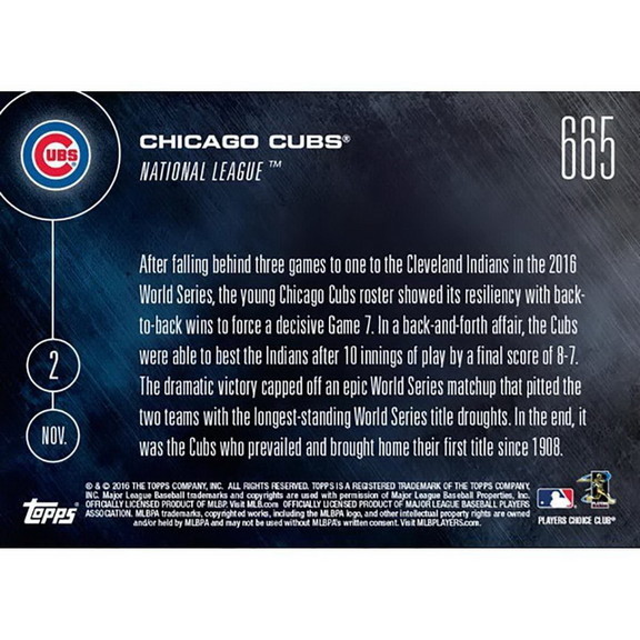 Topps TPS 16TN 0665 C MLB Chicago Cubs Celebrate F...