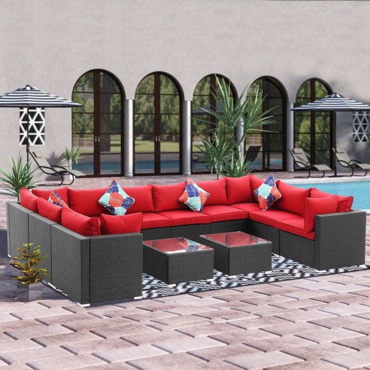 Zenova 12 Pcs Outdoor Patio Rattan Sofa Sectional Set - Overstock - 33151505