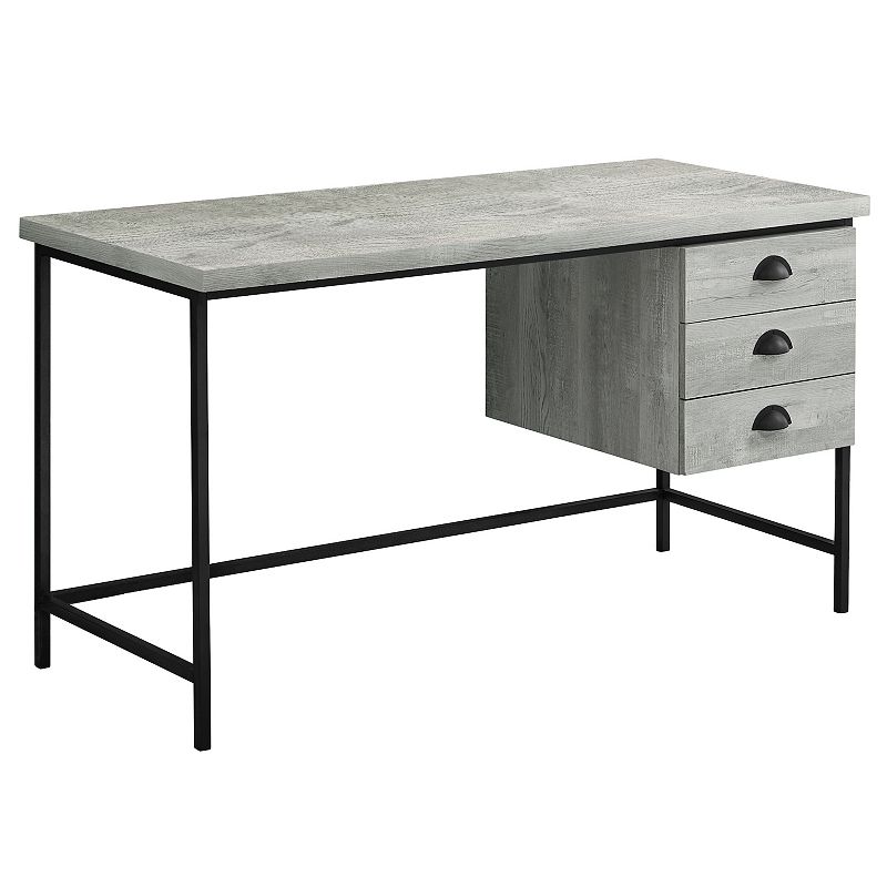 55 Pewter Gray and Black Contemporary Computer Desk