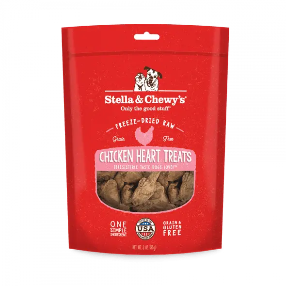 Stella and Chewy Freeze Dried Raw Chicken Hearts Dog Treats;