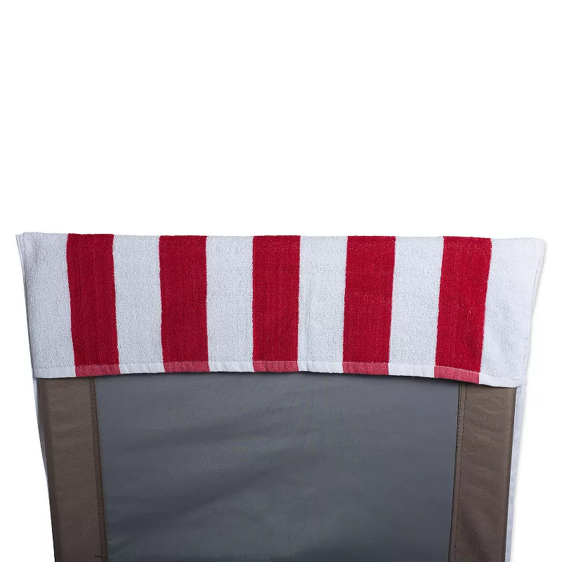 82 Red and White Stripe With Top Fitted Pocket Beach Towel