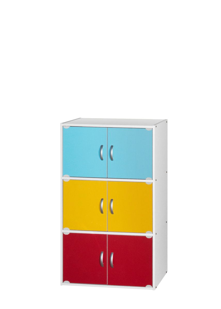 Hodedah 3-Shelf, 6-Door Multipurpose Cabinet, Rainbow