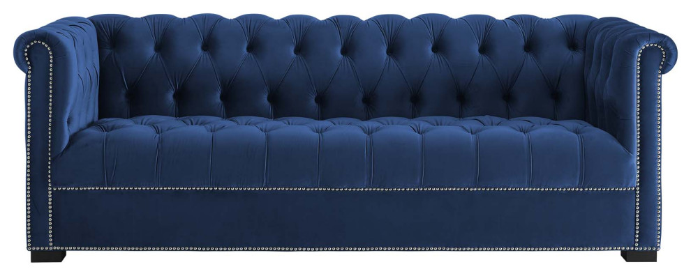 Heritage Upholstered Velvet Sofa   Contemporary   Sofas   by Homesquare  Houzz