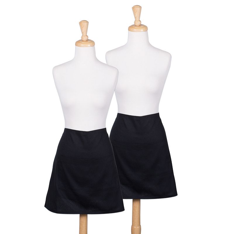 Set of 2 Black Chef's Kitchen Waist Aprons 28