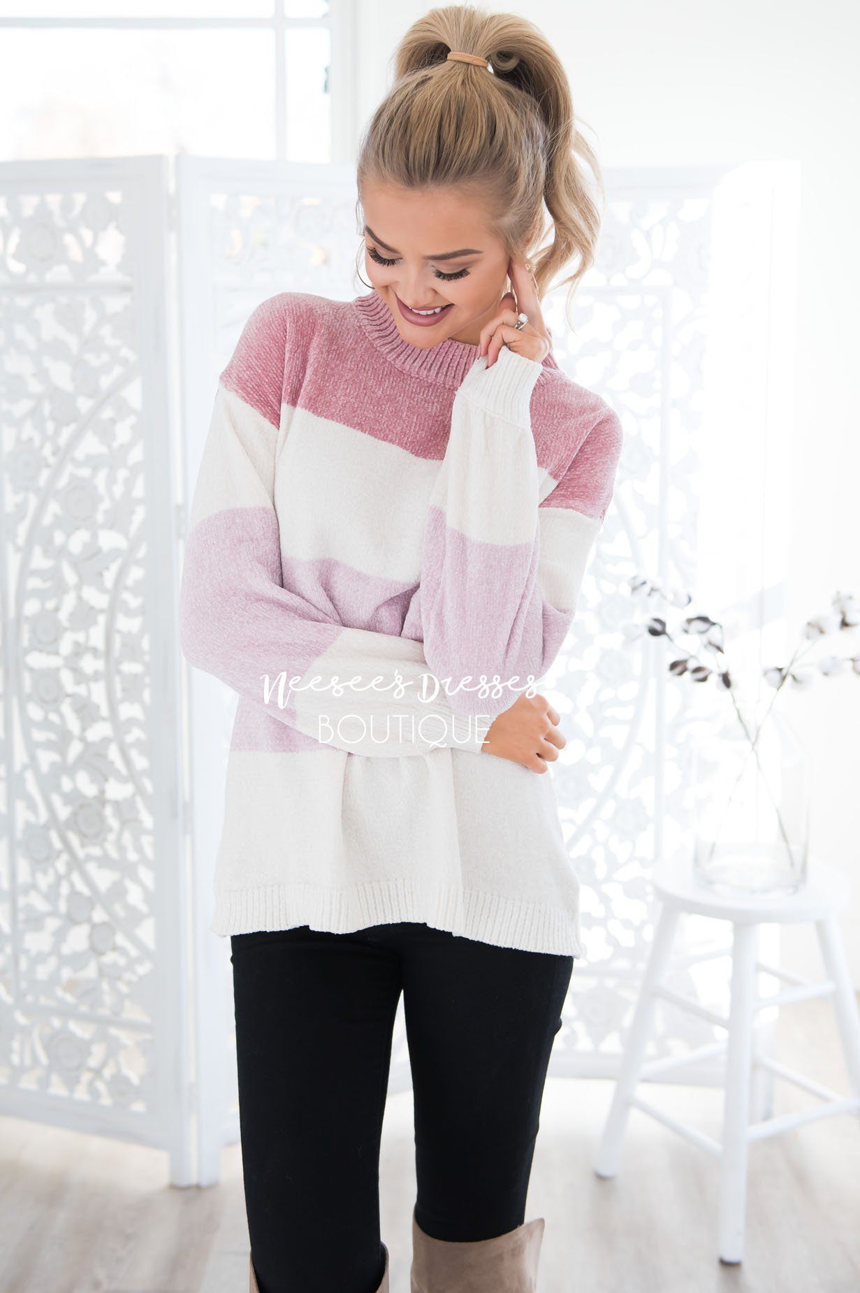 Blush Beauty Color-Block Sweater