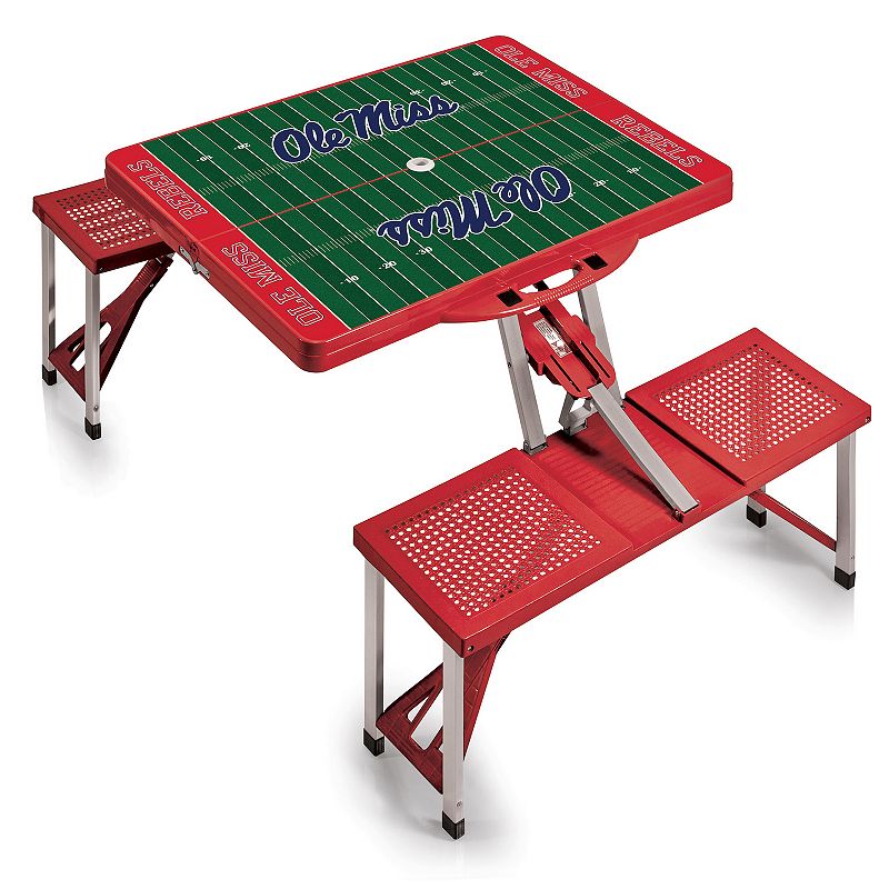 Picnic Time Ole Miss Rebels Picnic Table Portable Folding Table with Seats