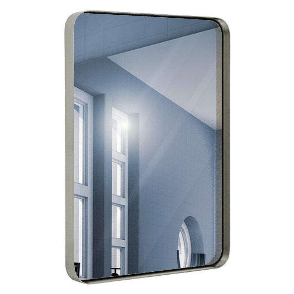 Contemporary Brushed Metal Wall Mirror