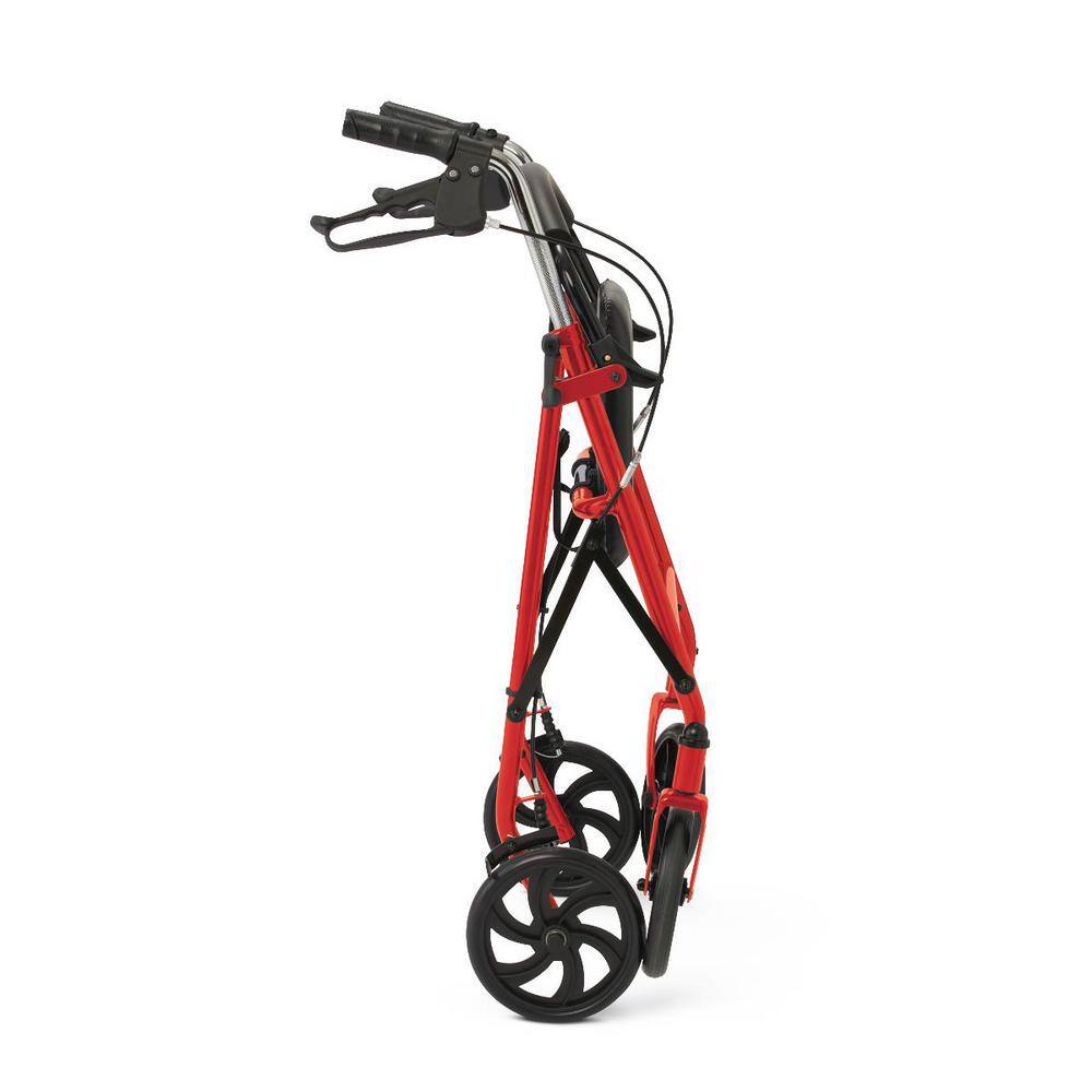 Steel Rollator with 8 in. Wheels Knockdown Basket in Red MDS86860ERS8