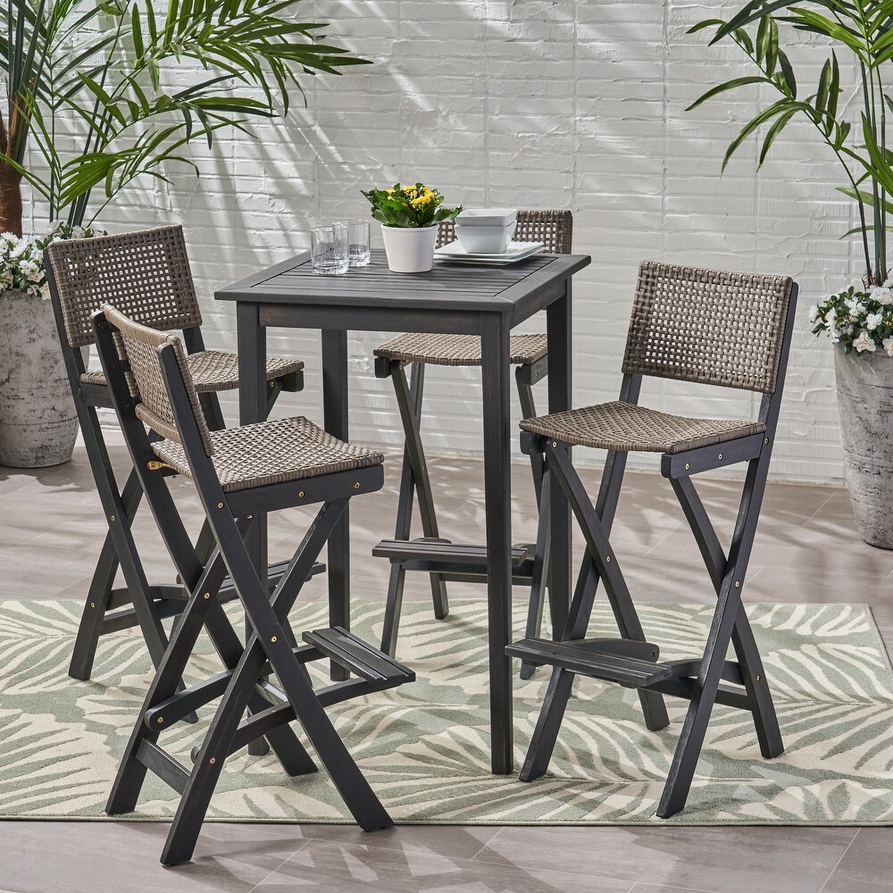 Polaris Wood and Wicker 5 piece Outdoor Bar Height Dining Set by Christopher Knight Home