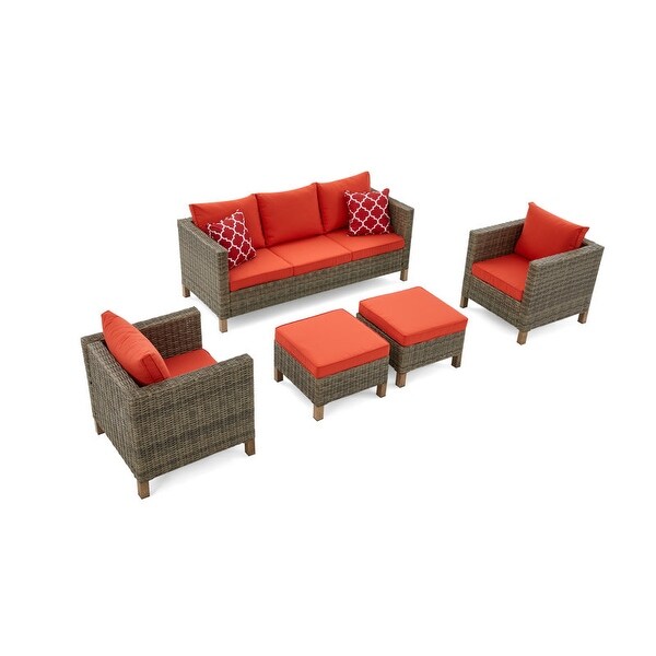 5Piece Outdoor Wicker Patio Conversation Set