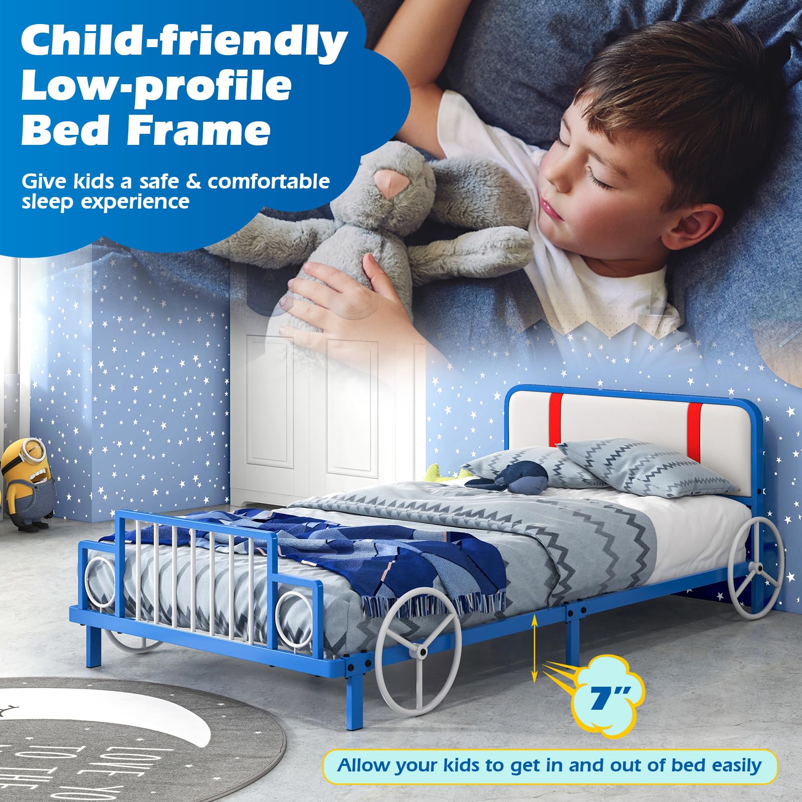 Costzon Twin Bed Frames for Kids, Metal Twin Bed Platform with Slat Support