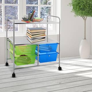 Boyel Living Steel Multi-Functional Shelves Rolling Storage Cart with 4 Drawers HYSN-54070GN