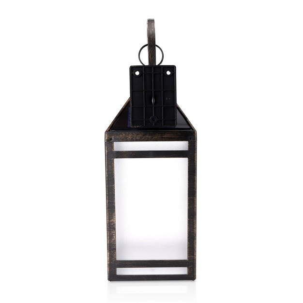 Solar Portable Hanging Outdoor Lantern With Hanger And Frosted Panel Black Techko Maid