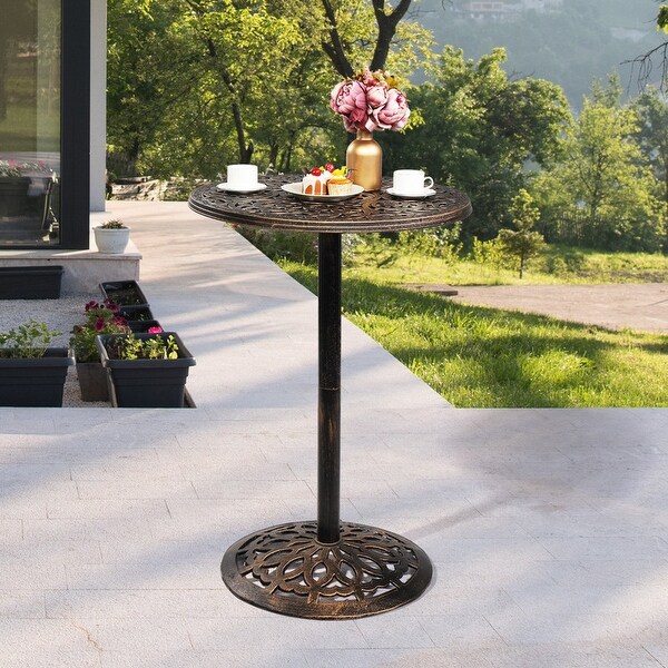 Outdoor Bistro Pub Table Round Patio Bar Height Cocktail Table Antique Bronze