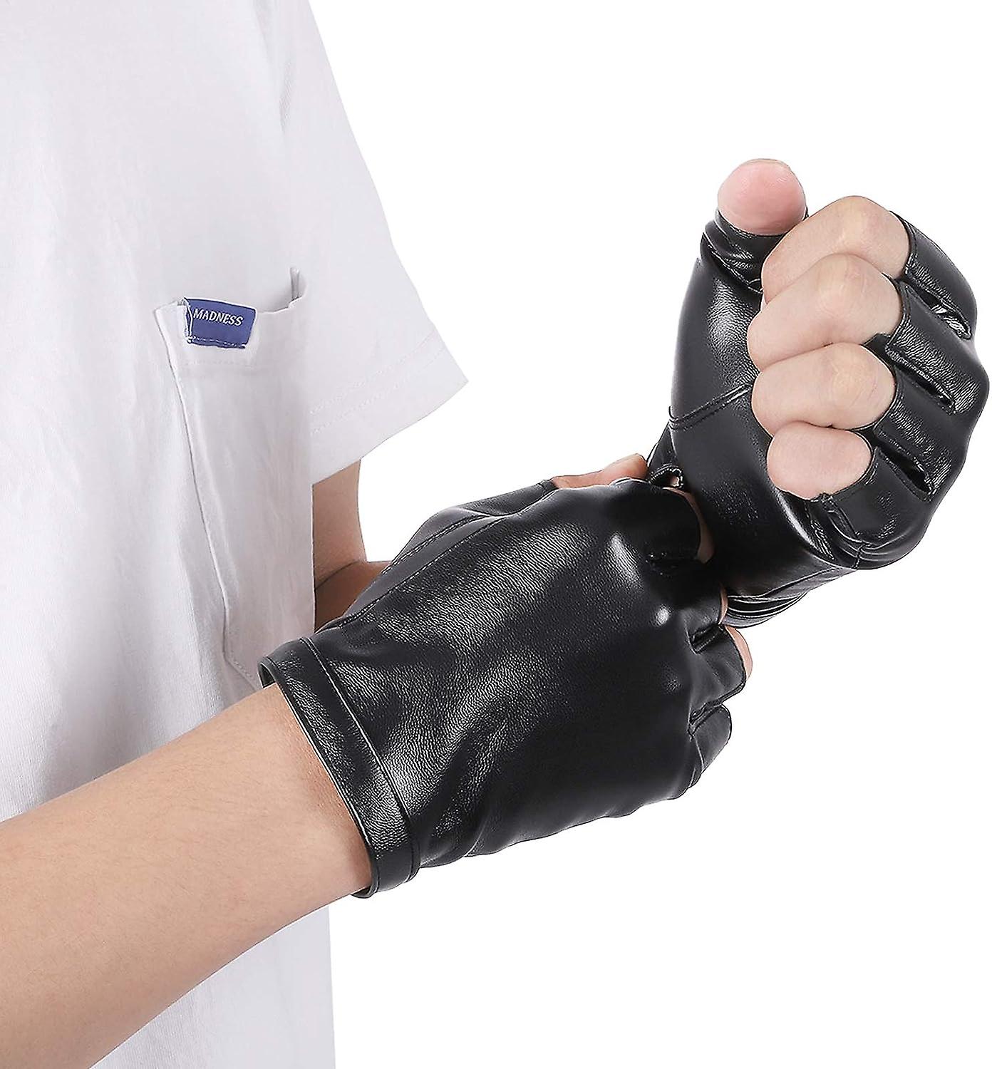 Fingerless Pu Faux Leather Gloves， Driving Gloves Outdoor Sports Cosplay Costume Half Finger Glove For Women Men Teens