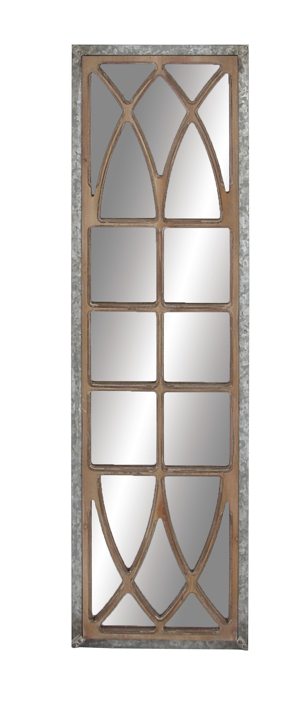 Brown Farmhouse Metal Wall Mirror 52 x 15