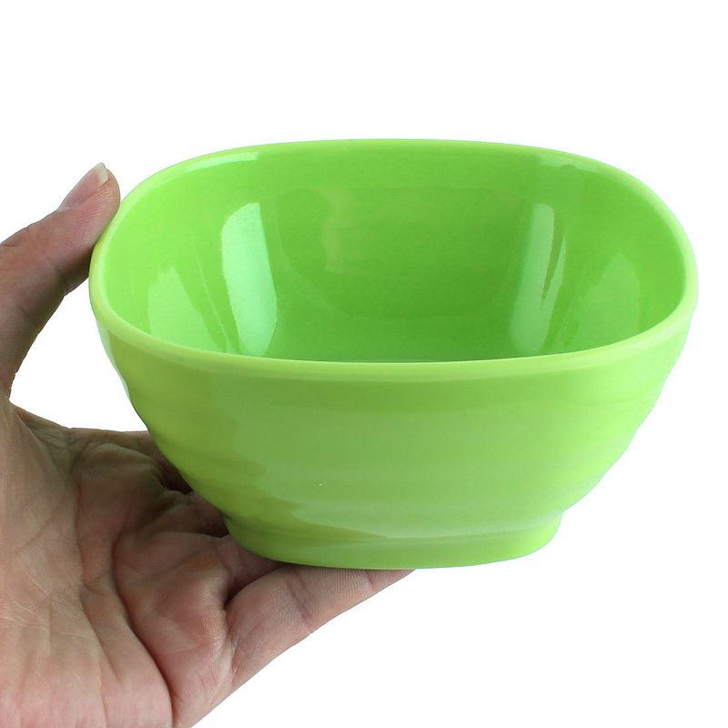 Plastic Square Shape Tableware Cereal Fruits Salad Dinner Bowl Green