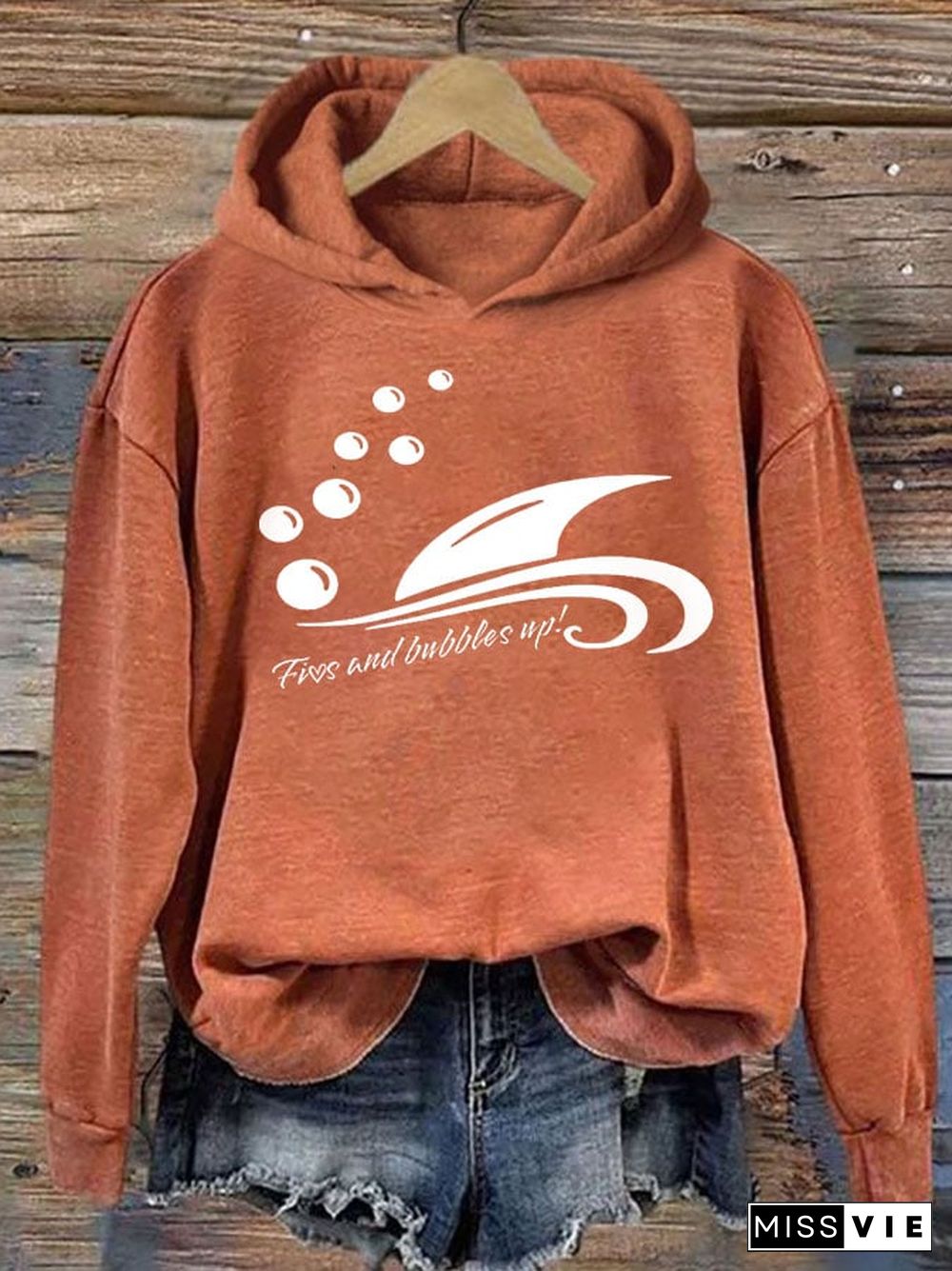 Women's Fins And Bubbles Up Jimmy Print Hoodie