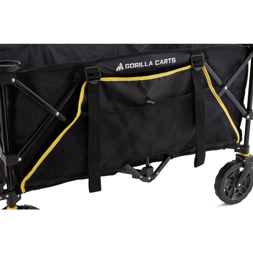 GORILLA CARTS 7 Cu. Ft. Collapsible Folding Outdoor Utility Wagon with Oversized Bed Black GCSW-7P