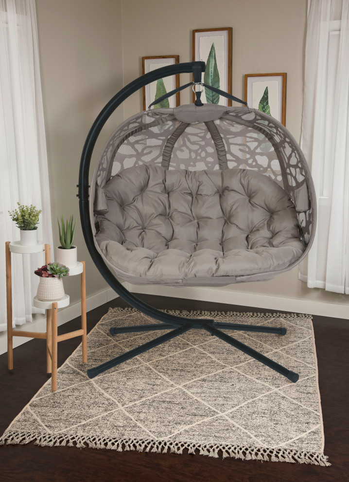 66H x 50W x 43D Beige Hanging Loveseat With Branch Design   Transitional   Hammocks And Swing Chairs   by IDEAZ International  LLC  Houzz