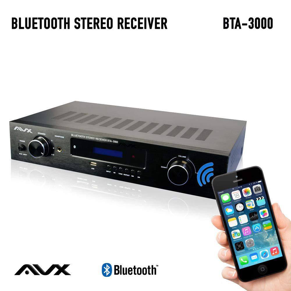 AVX Audio Bluetooth Stereo Amplifier-Receiver With Phono Input and FM Tuner BTA-3000