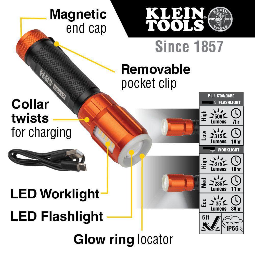 Klein Tools Rechargeable Flashlight Tool Set (2-Piece) 80060