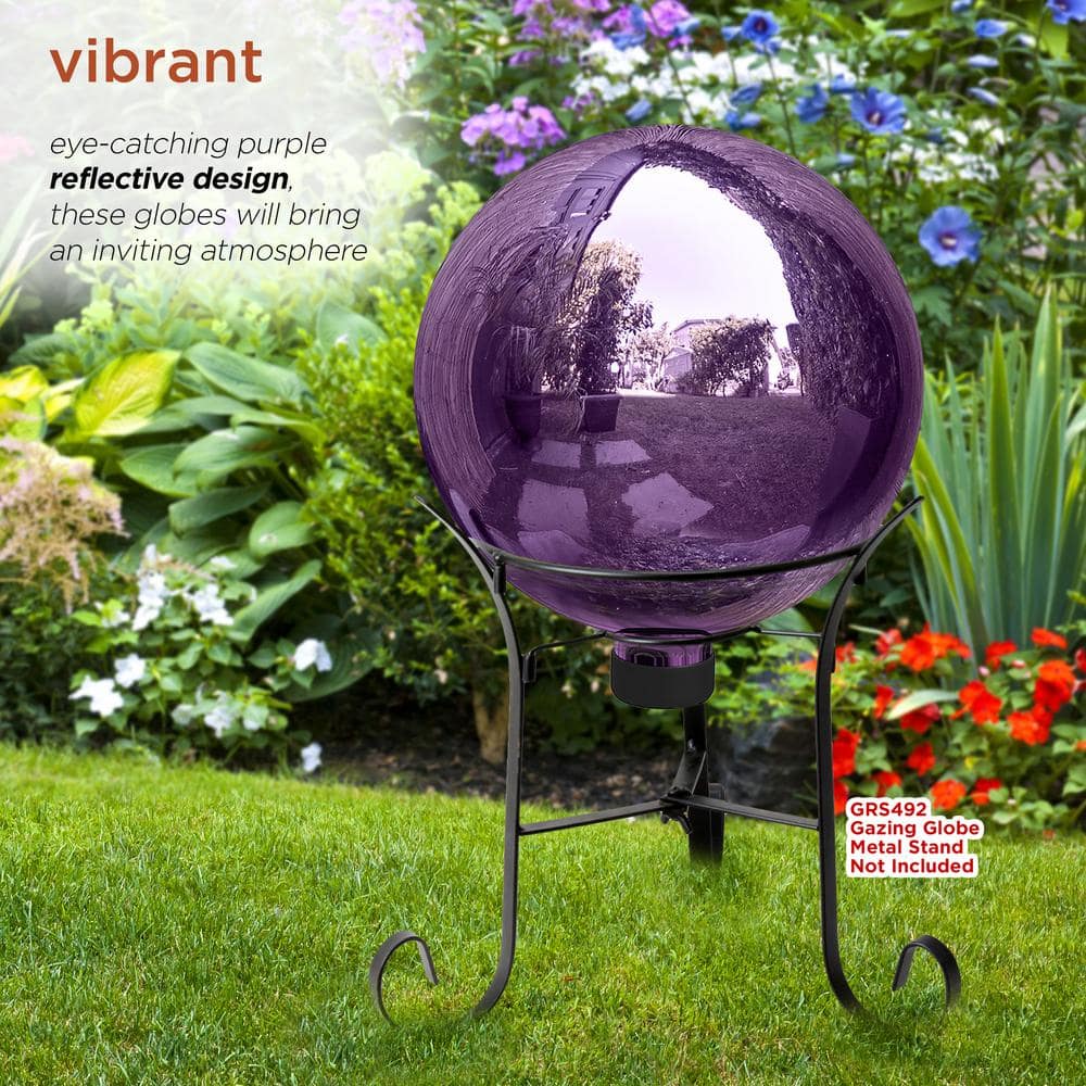 Alpine Corporation 10 in. Dia Indoor/Outdoor Glass Gazing Globe Festive Yard Decor, Dark Purple GLB292PL