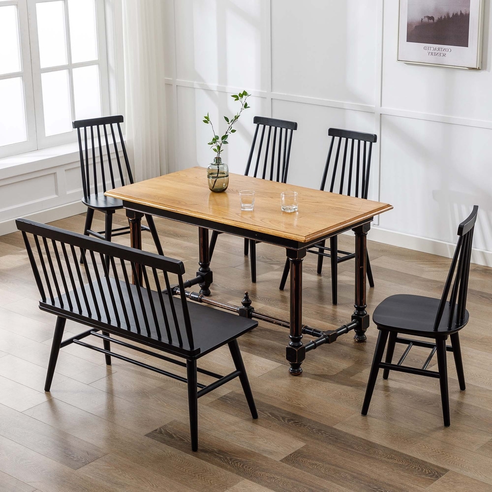 Set of Slat Back Wood Dining Room Kitchen Room Windsor Chairs