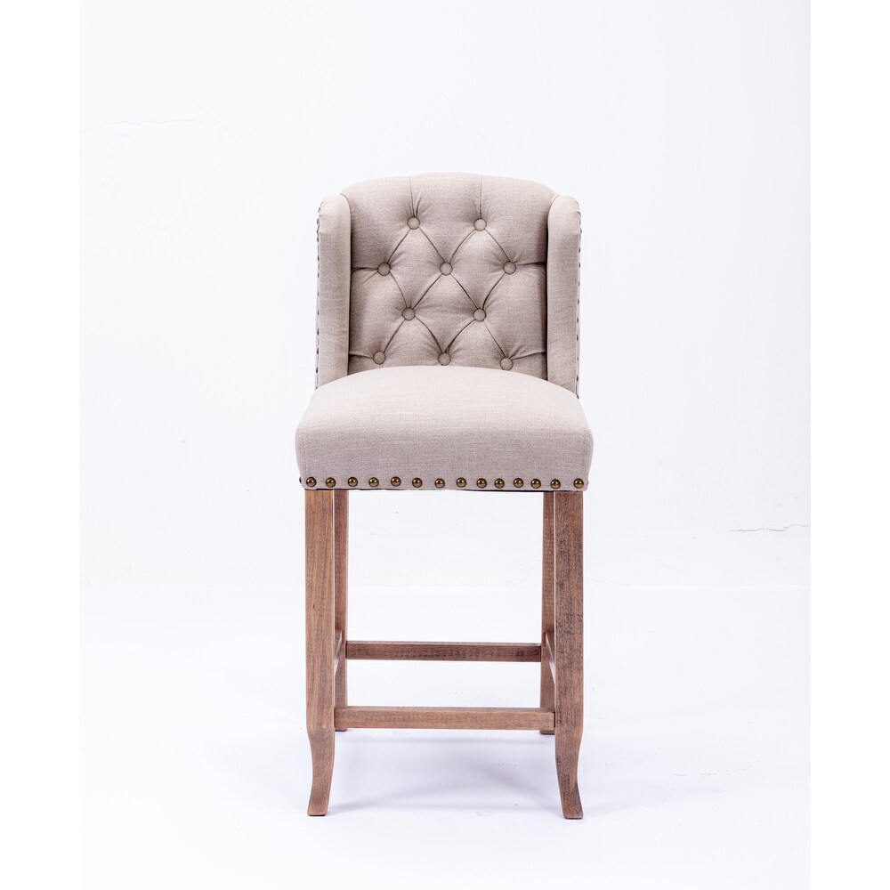 Bar Chairs with Tufted Upholstered Set of 2