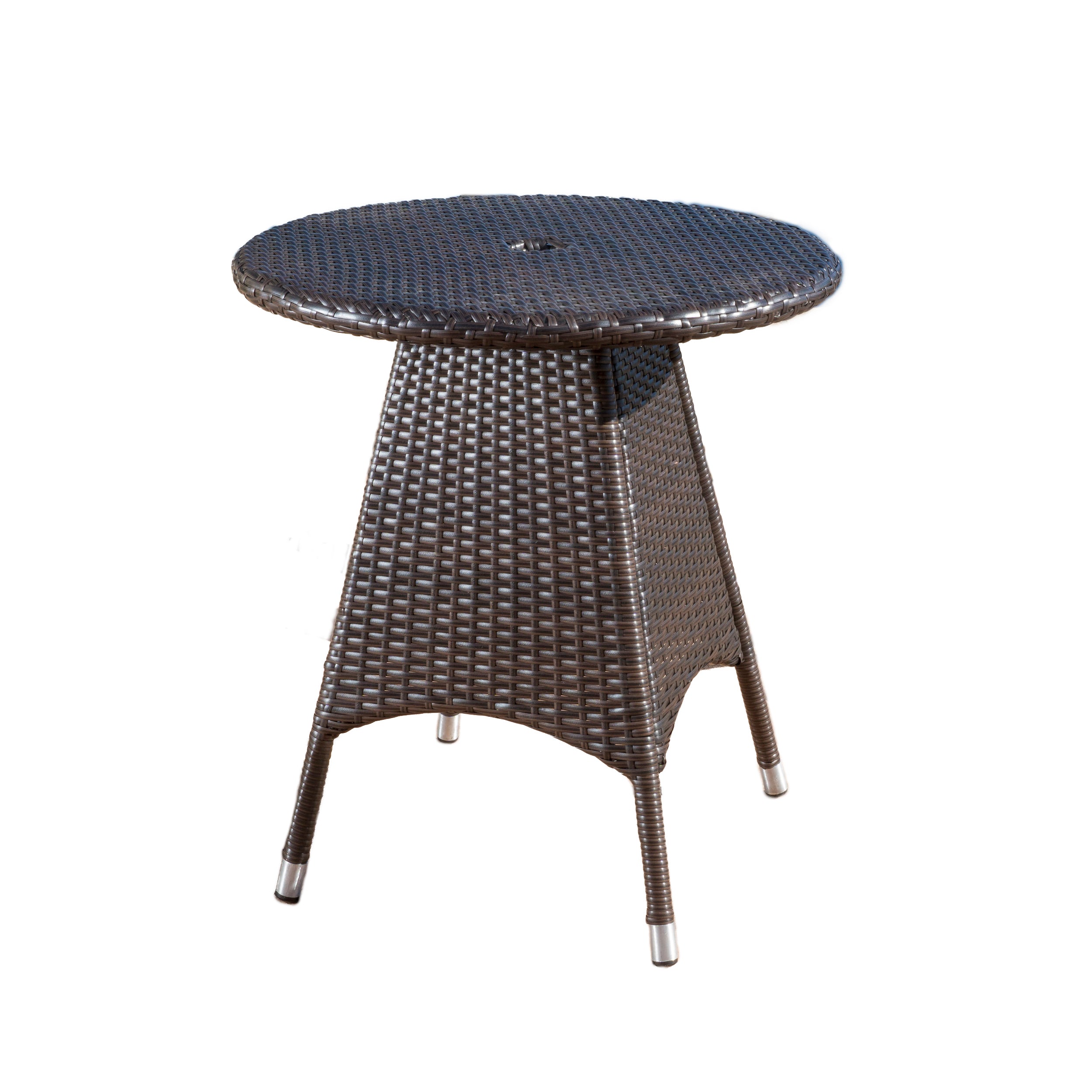 Lebeau Outdoor Contemporary Multi Brown Polyethylene Round Bistro Table