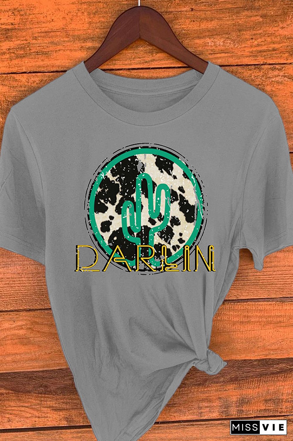 Darlin Print Graphic Tees for Women Wholesale Short Sleeve T shirts Top