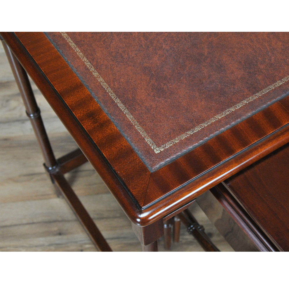 Tall Table Set With Leather Top   Traditional   Coffee Table Sets   by Niagara Furniture  Houzz