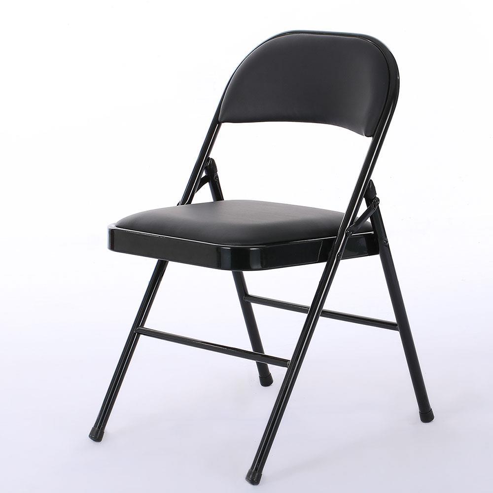 Zimtown Folding Chair (8 PACK) PVC Padded Seat Metal Frame Home Office Black