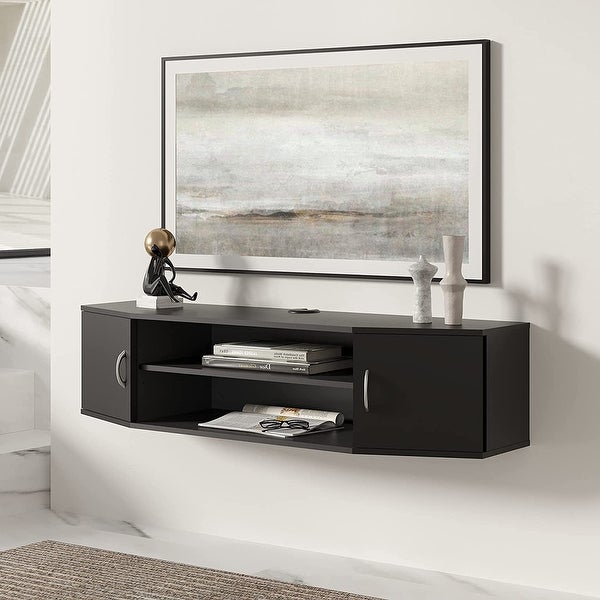 FITUEYES Wall Mounted TV Media Console Floating Desk Storage Hutch