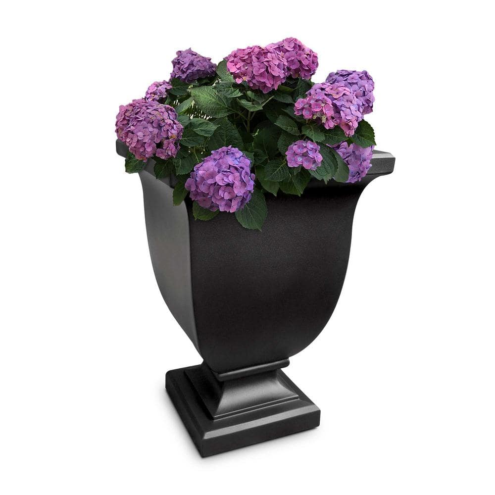 Mayne Augusta 26 in. Tall Self-Watering Black Polyethylene Planter 5894-B