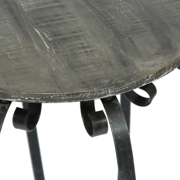 Wiers Modern Industrial Handcrafted Mango Wood Side Table Gray black Christopher Knight Home