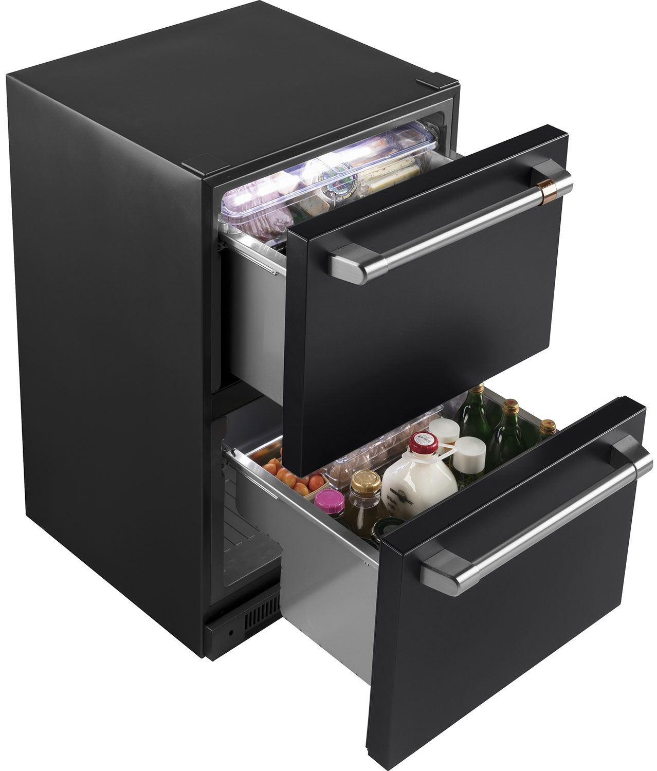 Cafe 5.7 Cu. Ft. Matte Black With Brushed Stainless Built-In Dual-Drawer Refrigerator