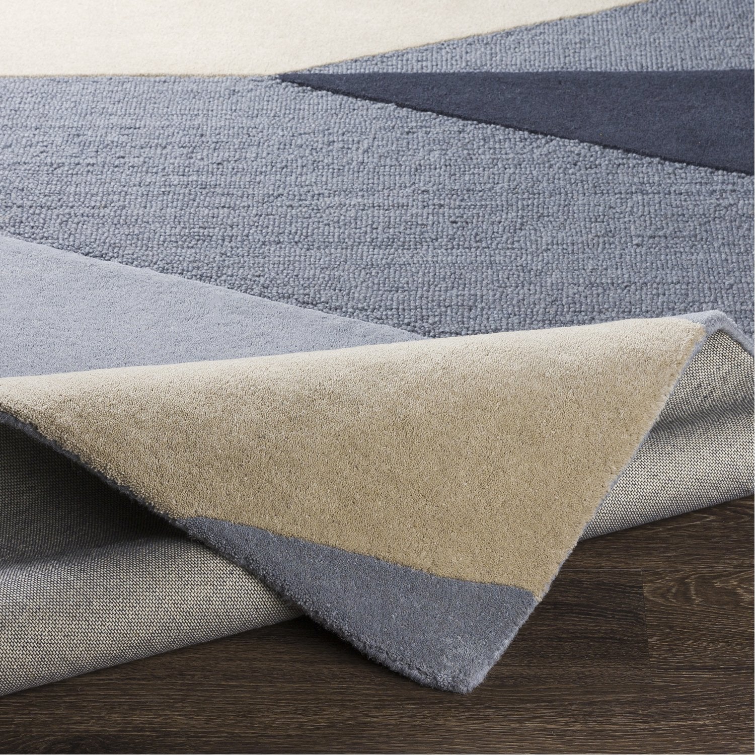 Kennedy Hand Tufted Rug in Navy, Taupe, Khaki, Charcoal, Denim