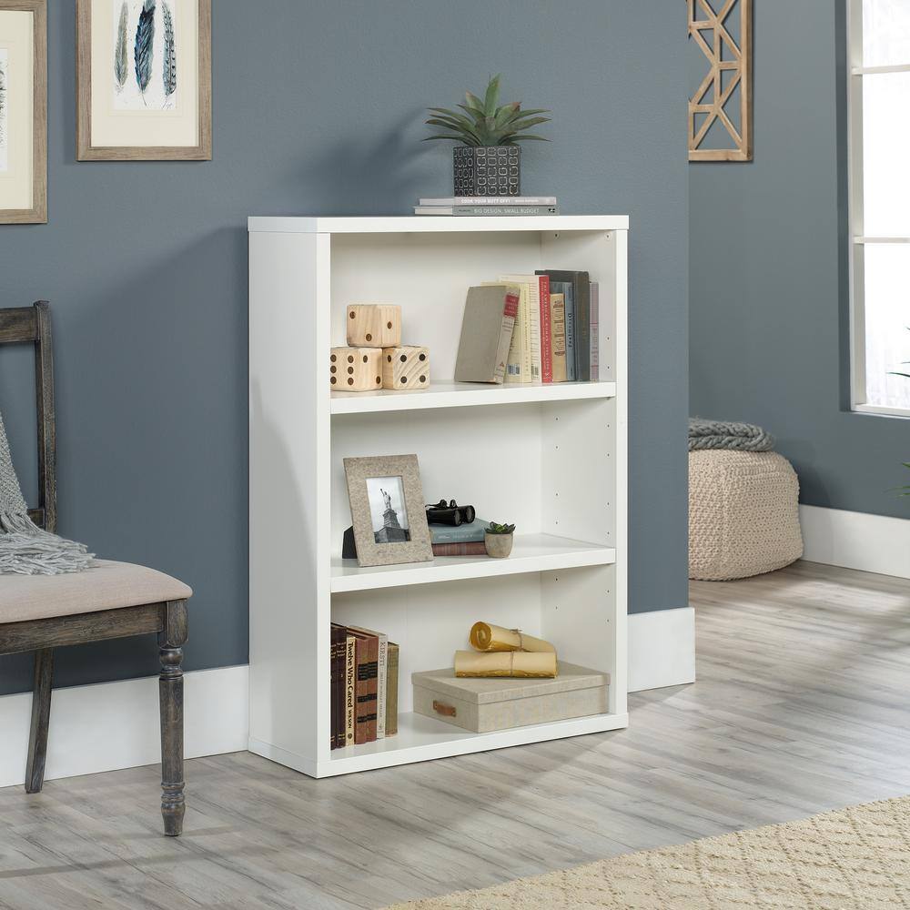 SAUDER 44.134 in. Soft White 3-Shelf Standard Bookcase 427263