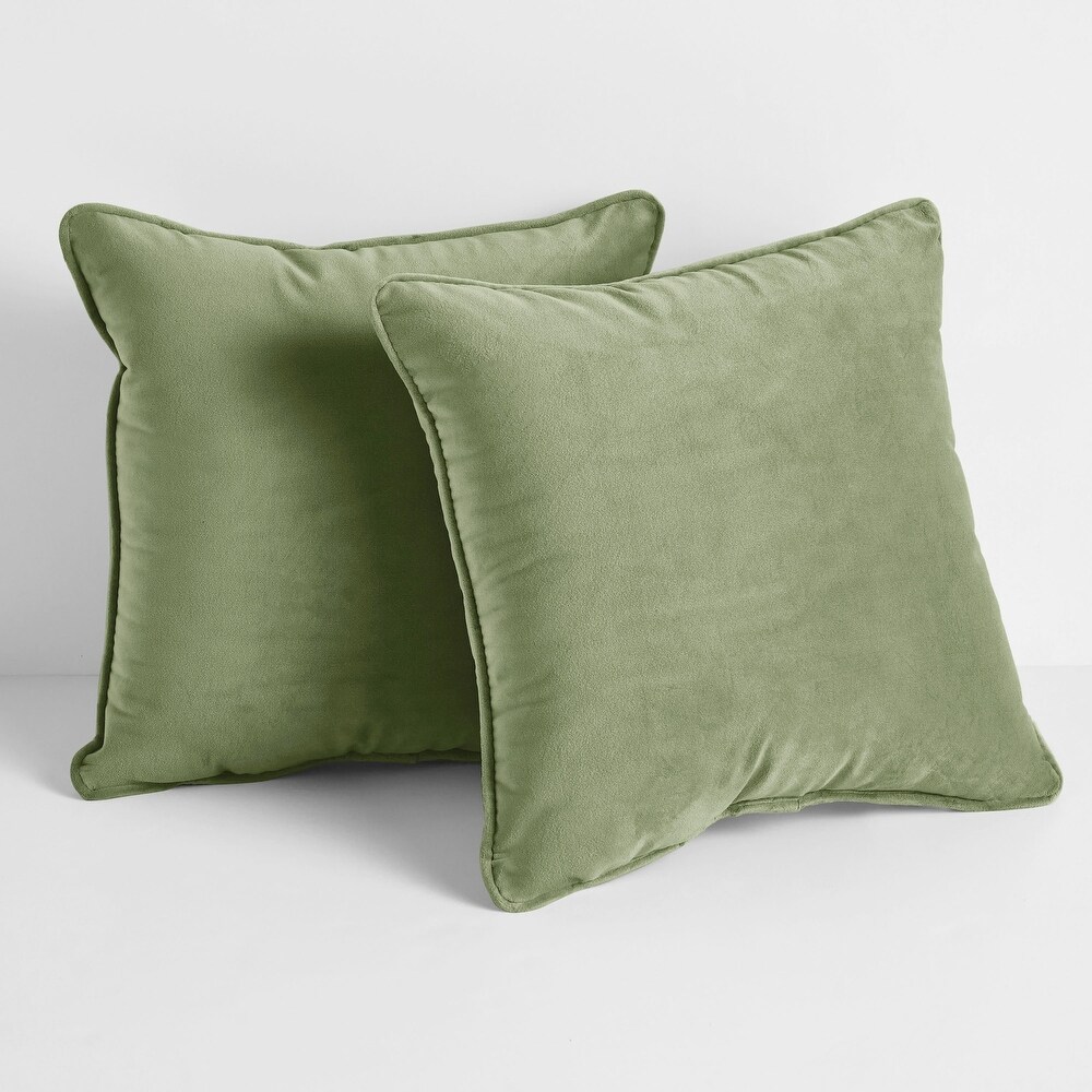 Sorra Home Solid Velvet Indoor Corded Pillow Set of 2