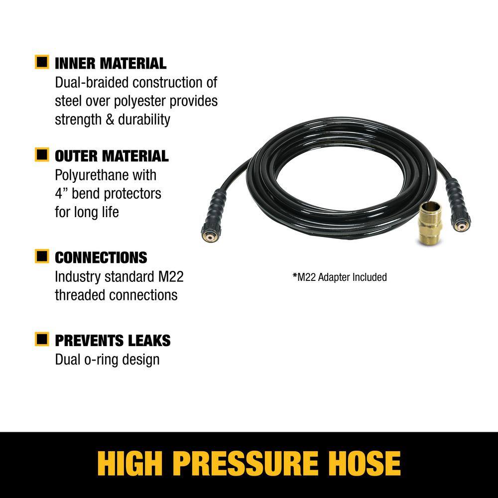 DW 516 in. x 40 ft ReplacementExtension Hose for Cold Water 3700 PSI Pressure Washers Includes M22 Adapter DXPA25PH