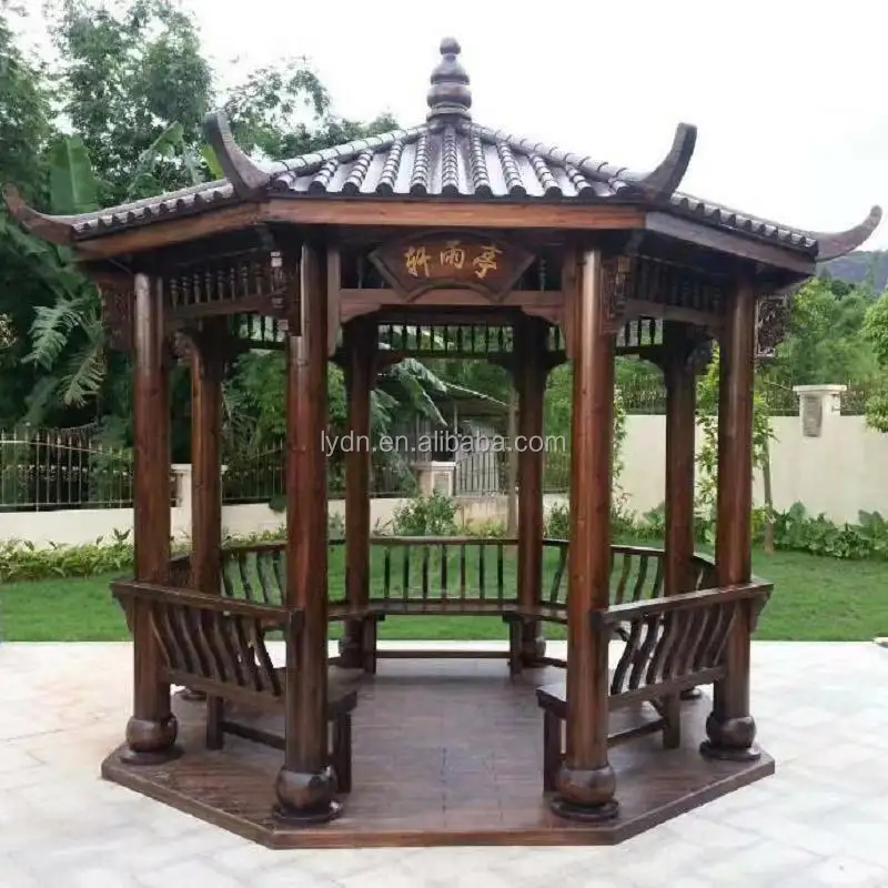 Supply design and installation service for the Chinese wooden gazebo outdoor