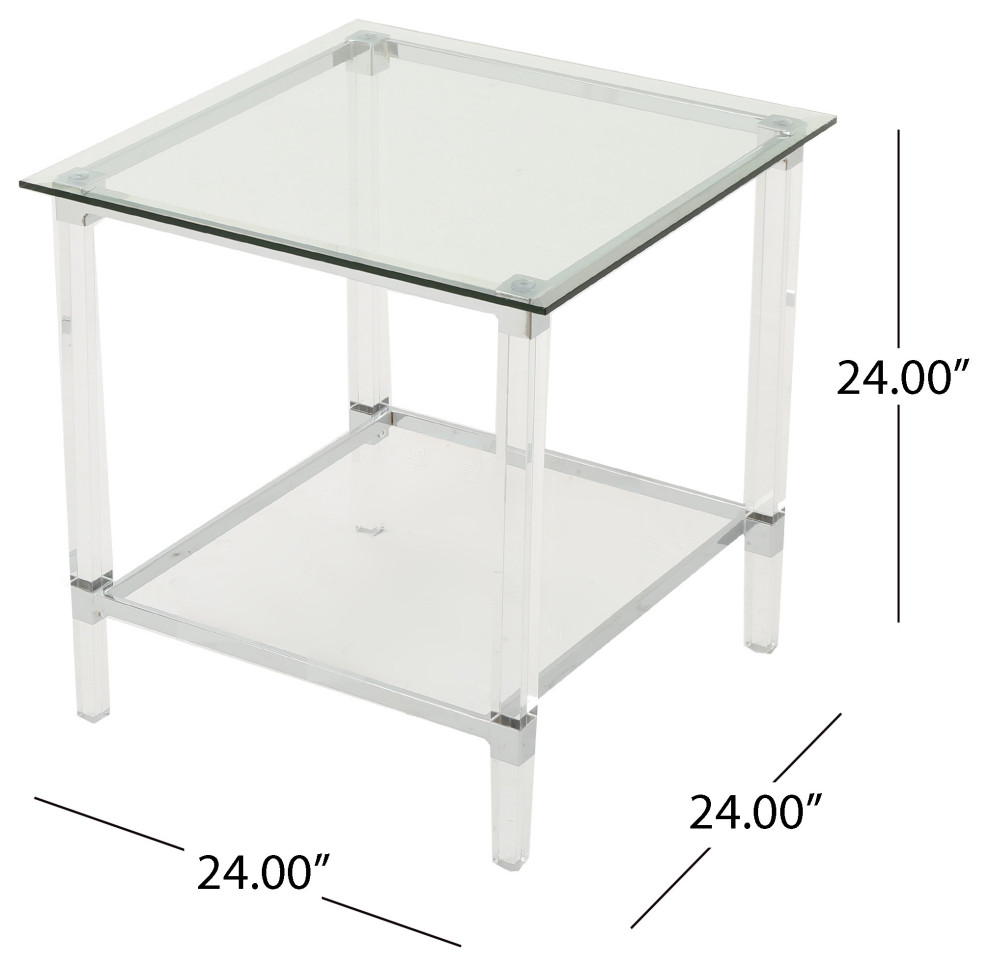 GDF Studio Orson Acrylic and Tempered Glass Square Side Table   Contemporary   Side Tables And End Tables   by GDFStudio  Houzz