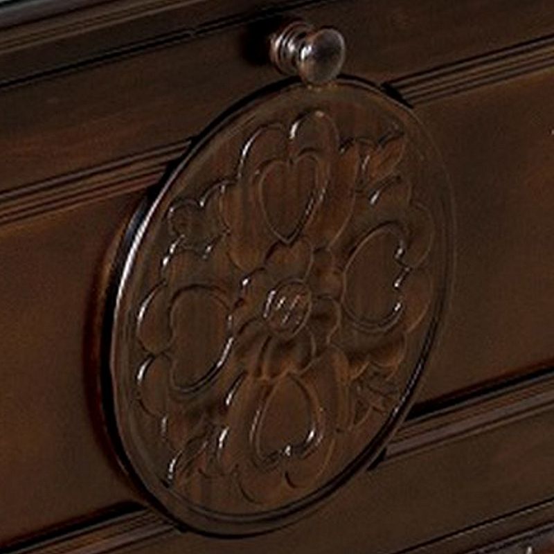 Accent Chest with Drop Down Storage and Carved Details， Brown