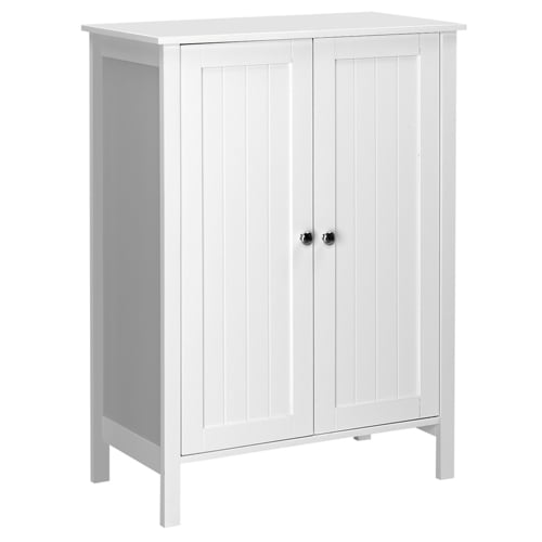 VINGLI Bathroom Storage Cabinet Freestanding Small White Cabinet with 2 Doors and Adjustable Shelves Side Cabinet Storage Organizer for Entryway Living Room Office Bedroom