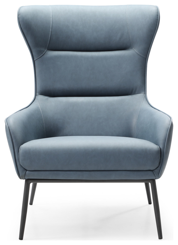 Wyatt Leisure Chair  Blue Faux Leather   Midcentury   Armchairs And Accent Chairs   by Kolibri Decor  Houzz