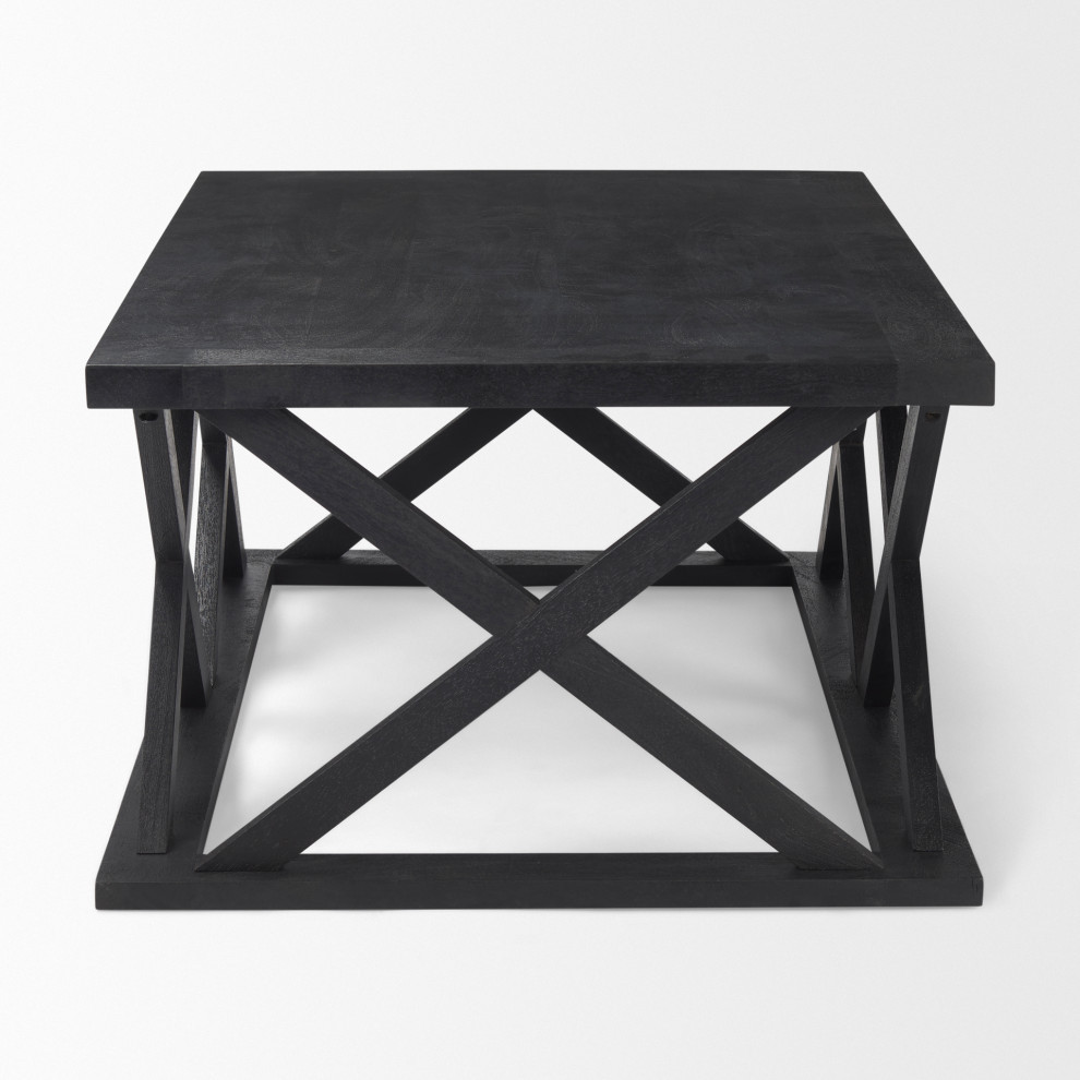 Forsey 48.0Lx28.0Wx17.5H Black Wood Rectangular Coffee Table   Transitional   Coffee Tables   by Mercana  Houzz