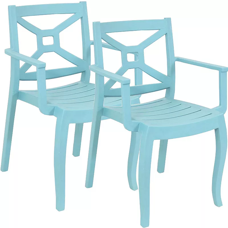 Sunnydaze Tristana Set Of 2 Plastic Stackable Patio Armchair